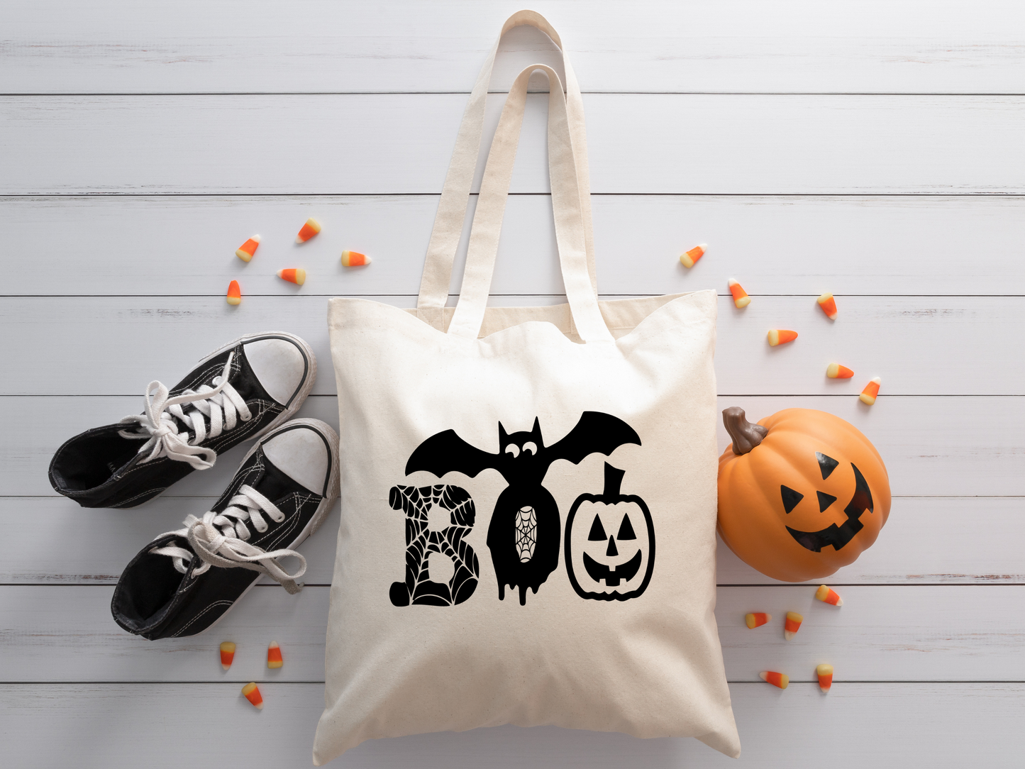 Boo Canvas Halloween Tote Bag