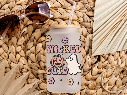 Wicked cute ghost flower glass cup