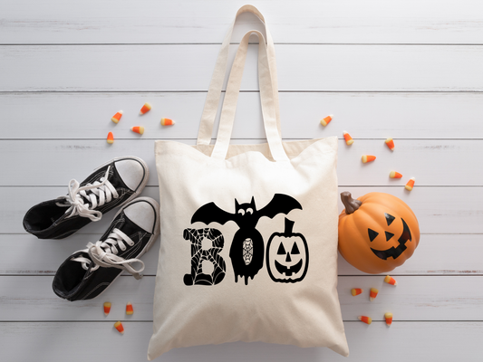 Boo Canvas Halloween Tote Bag