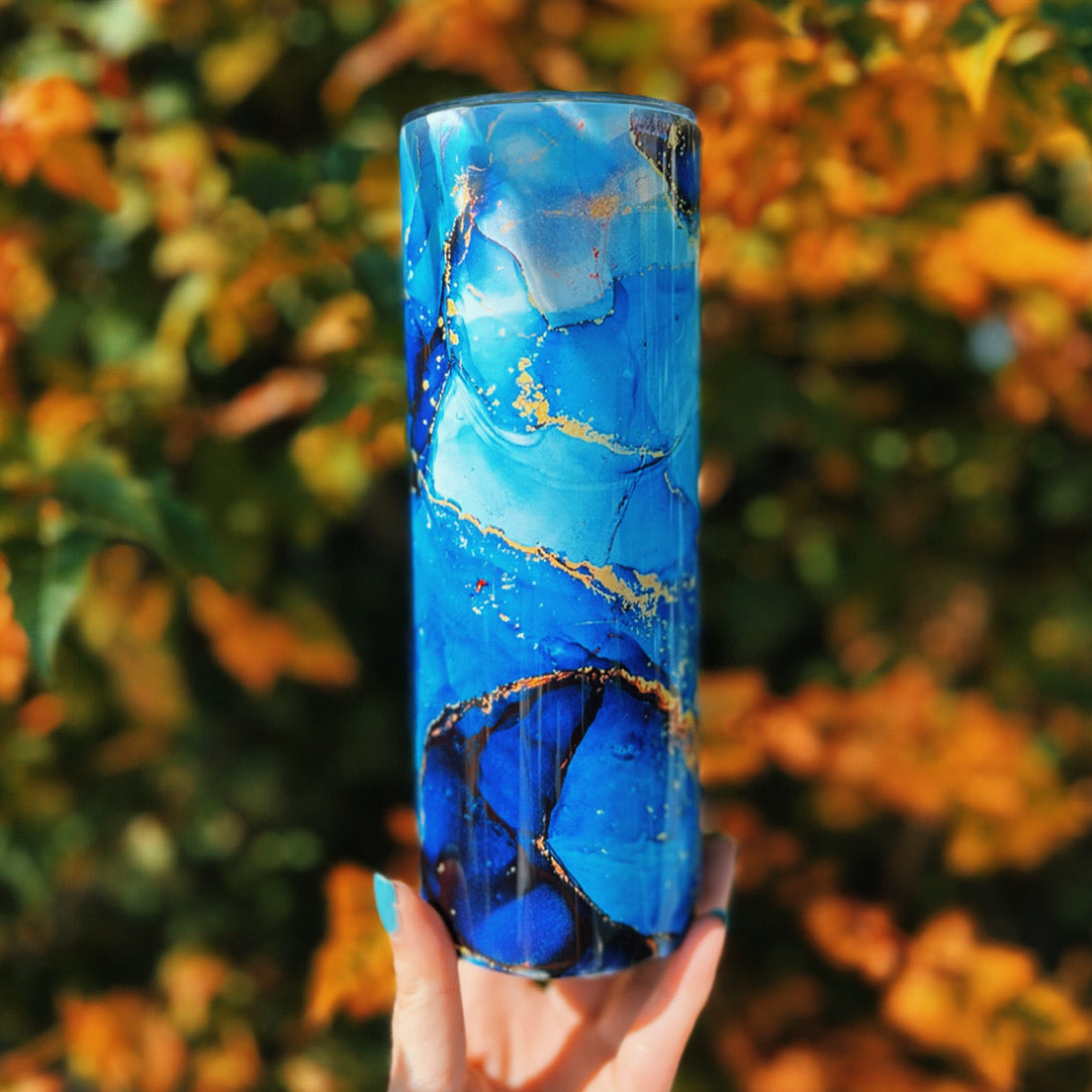 20oz Blue Marble Tumbler